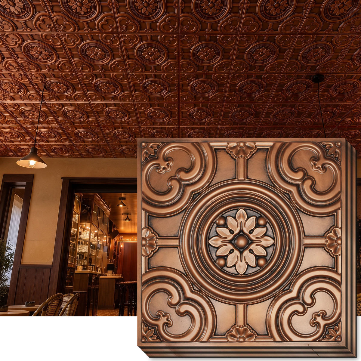 PAINTSDECOR PL50 Aged copper ceiling tiles