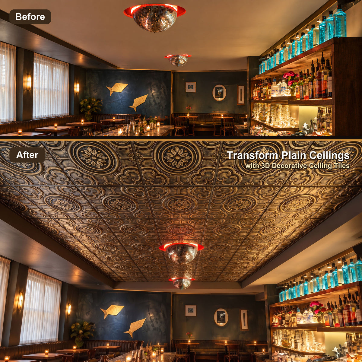 PAINTSDECOR PL50 Ancient gold ceiling tiles