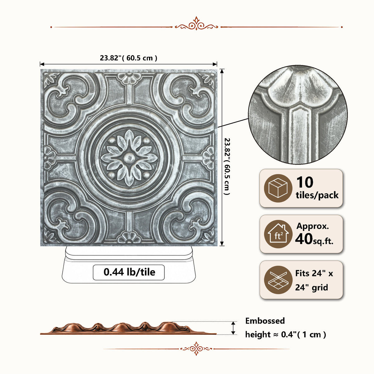 PAINTSDECOR PL50 Antique tin ceiling tiles
