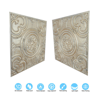 10tiles/lot Textured PVC Ceiling Tiles for Light-Luxury Restaurants, Salons and Beauty Studios PL50