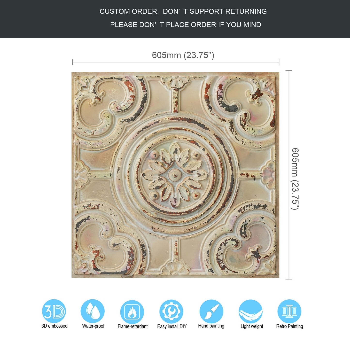 10tiles/lot Artistic Ceiling Tiles for Book Cafés, Literary Shops and Cultural Retail Spaces PL50