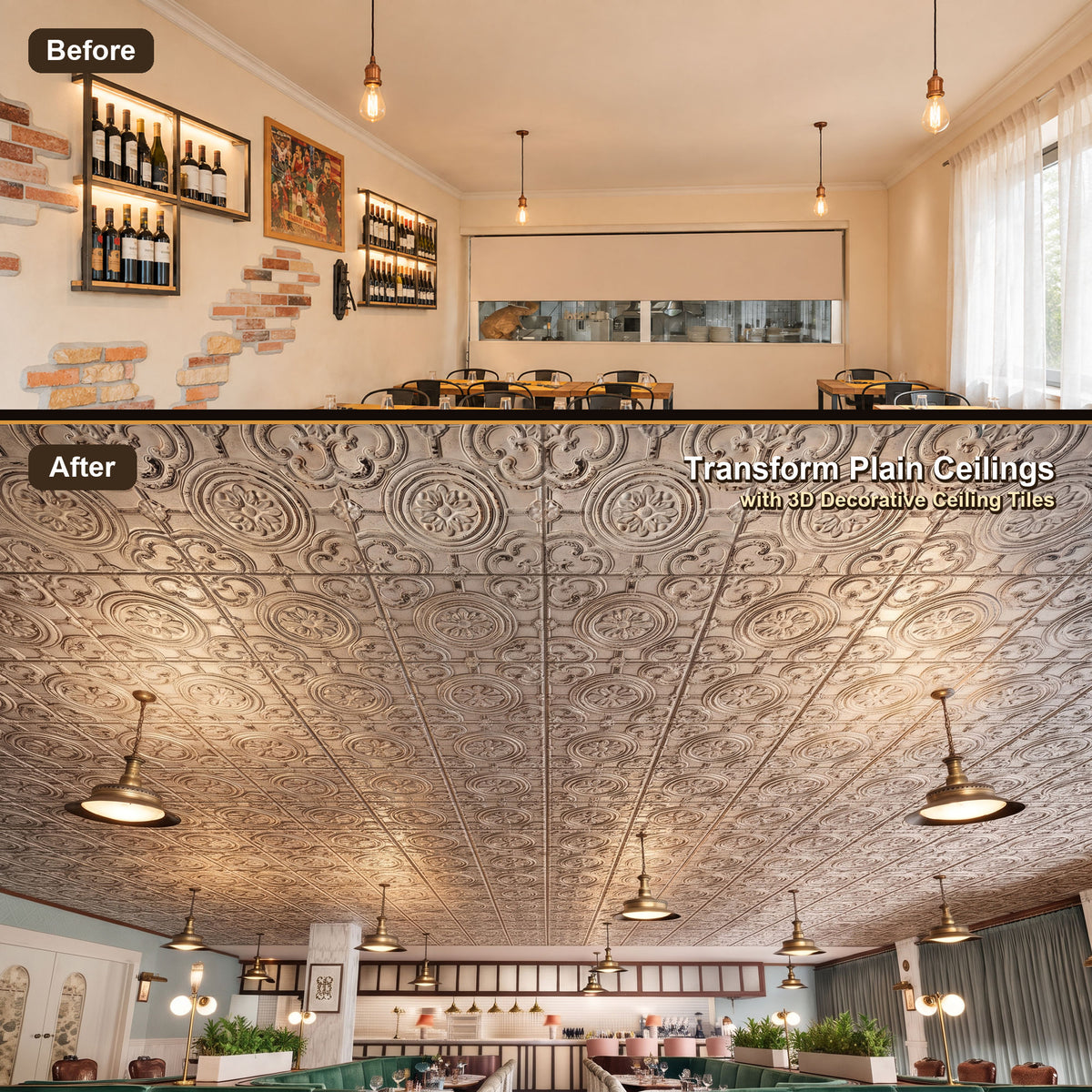 PAINTSDECOR PL50 Distress crack white black ceiling tiles