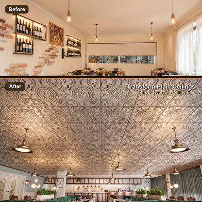 PAINTSDECOR PL50 Distress crack white black ceiling tiles