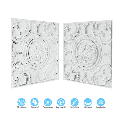 10tiles/lot Textured PVC Ceiling Tiles for Light-Luxury Restaurants, Salons and Beauty Studios PL50