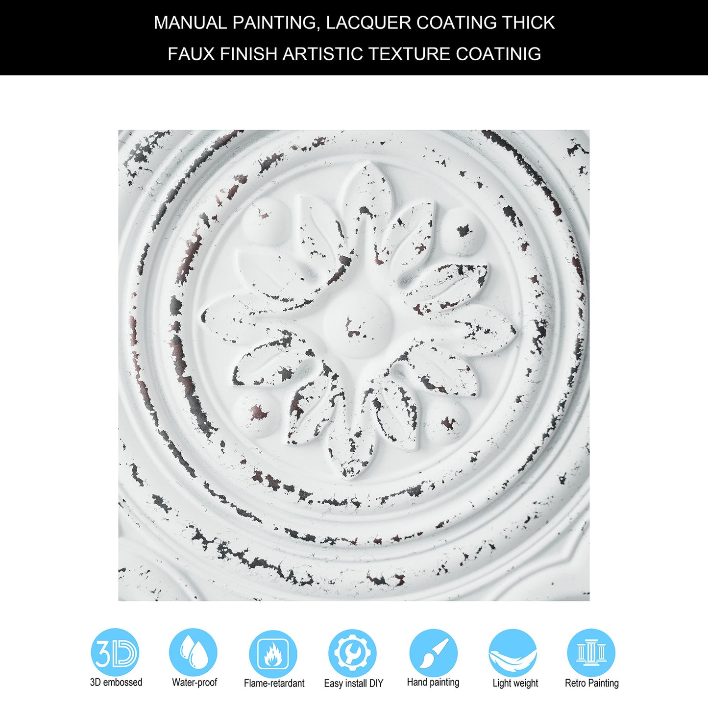 10tiles/lot Textured PVC Ceiling Tiles for Light-Luxury Restaurants, Salons and Beauty Studios PL50