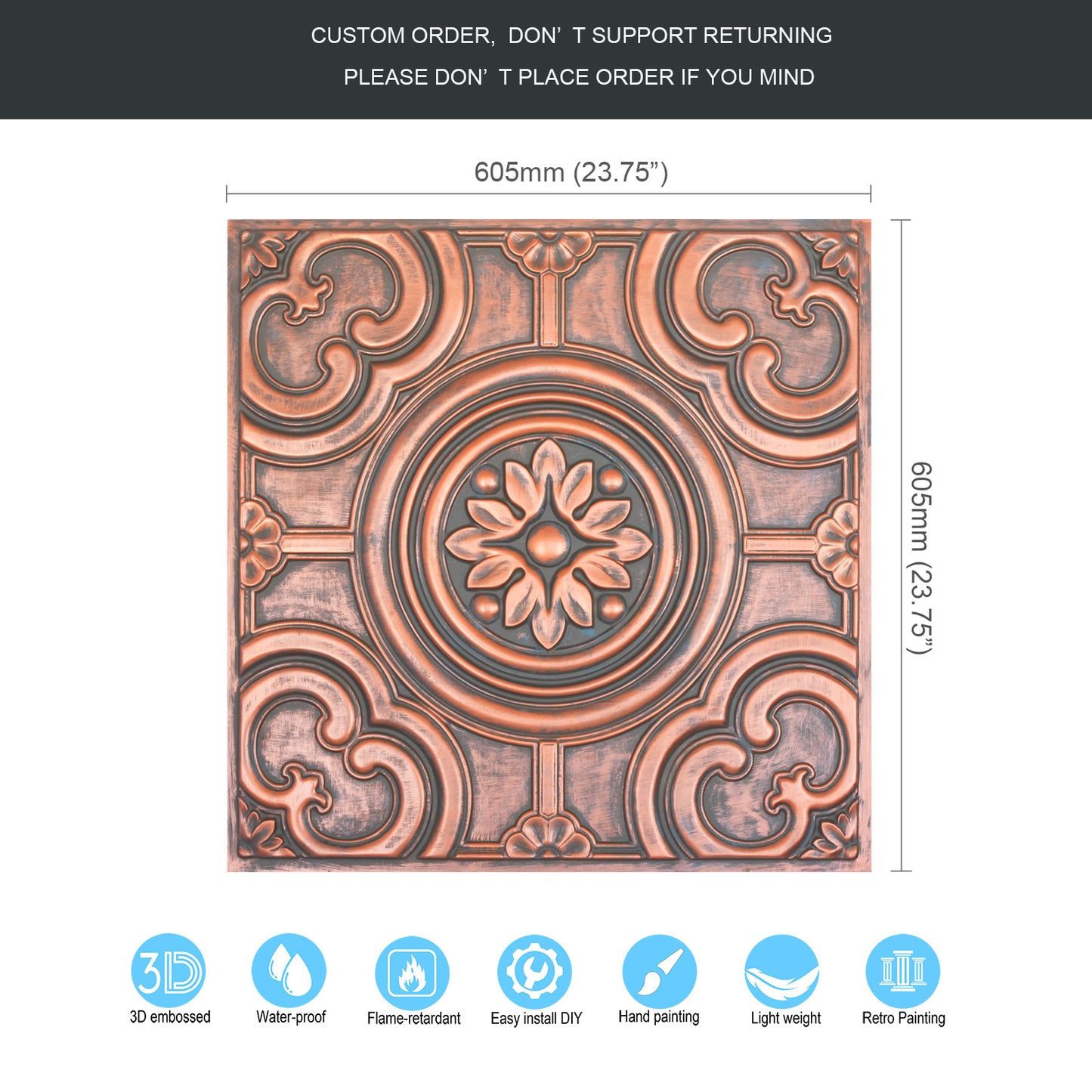 10tiles/lot Artistic Ceiling Tiles for Book Cafés, Literary Shops and Cultural Retail Spaces PL50