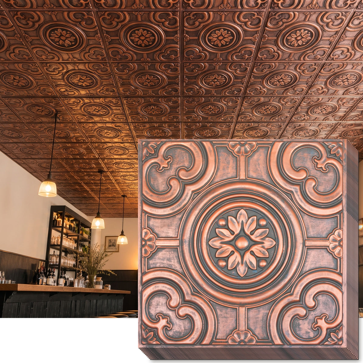 PAINTSDECOR PL50 Rustic copper ceiling tiles
