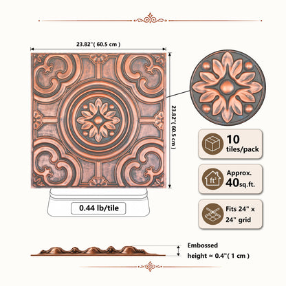 PAINTSDECOR PL50 Rustic copper ceiling tiles