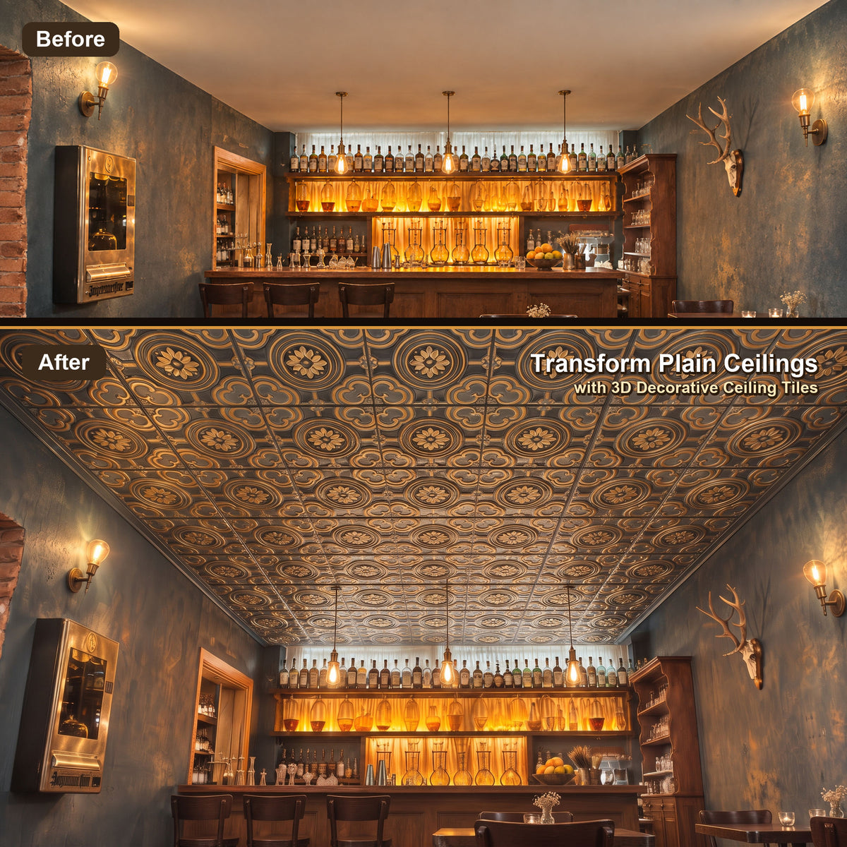 PAINTSDECOR PL50 Smoked gold ceiling tiles