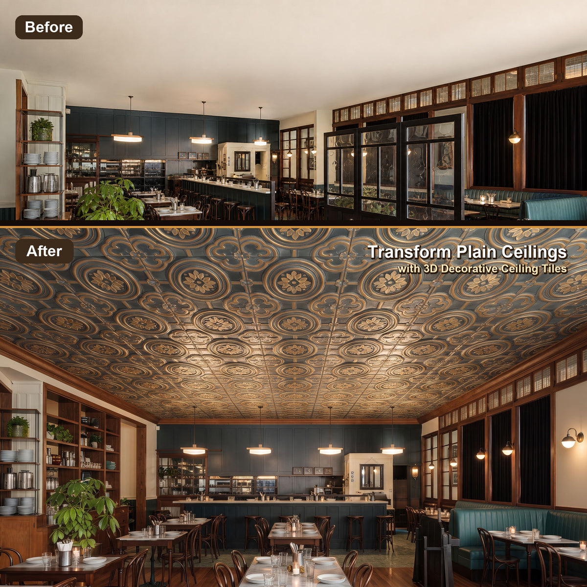 PAINTSDECOR PL50 Smoked gold ceiling tiles