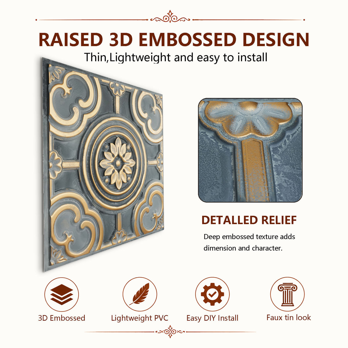 PAINTSDECOR PL50 Smoked gold ceiling tiles