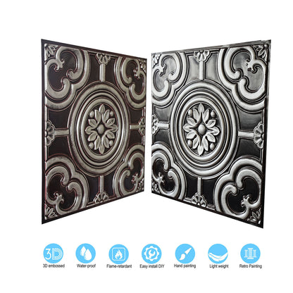 10tiles/lot 3D Faux Metal Ceiling Tiles for Stylish Bars, Clubs and Trendy Restaurants PL50