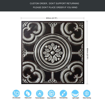 10tiles/lot 3D Faux Metal Ceiling Tiles for Stylish Bars, Clubs and Trendy Restaurants PL50