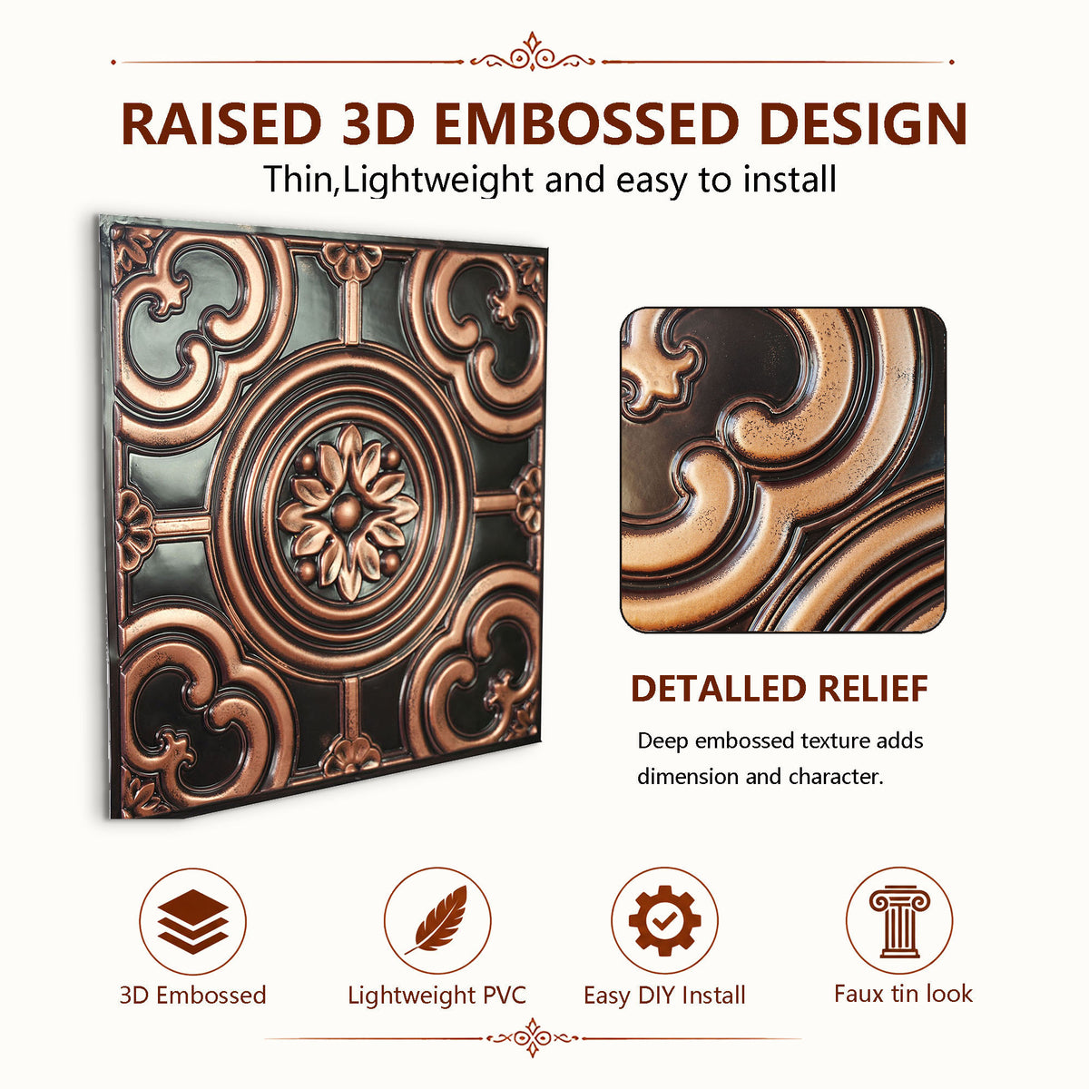 PAINTSDECOR PL50 Traditional copper ceiling tiles