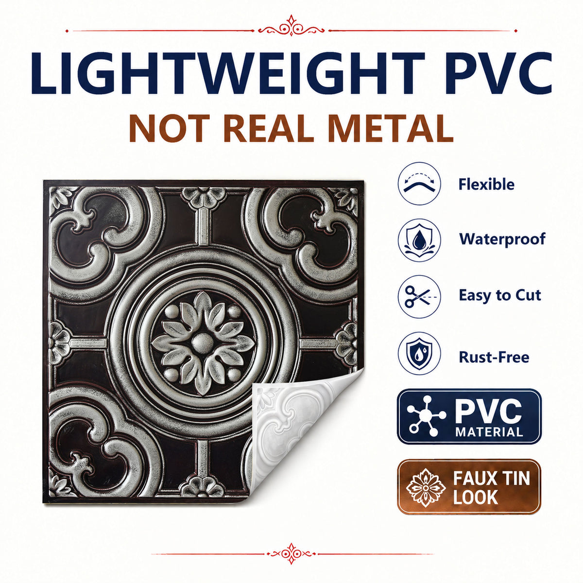 PAINTSDECOR PL50 Traditional silver ceiling tiles