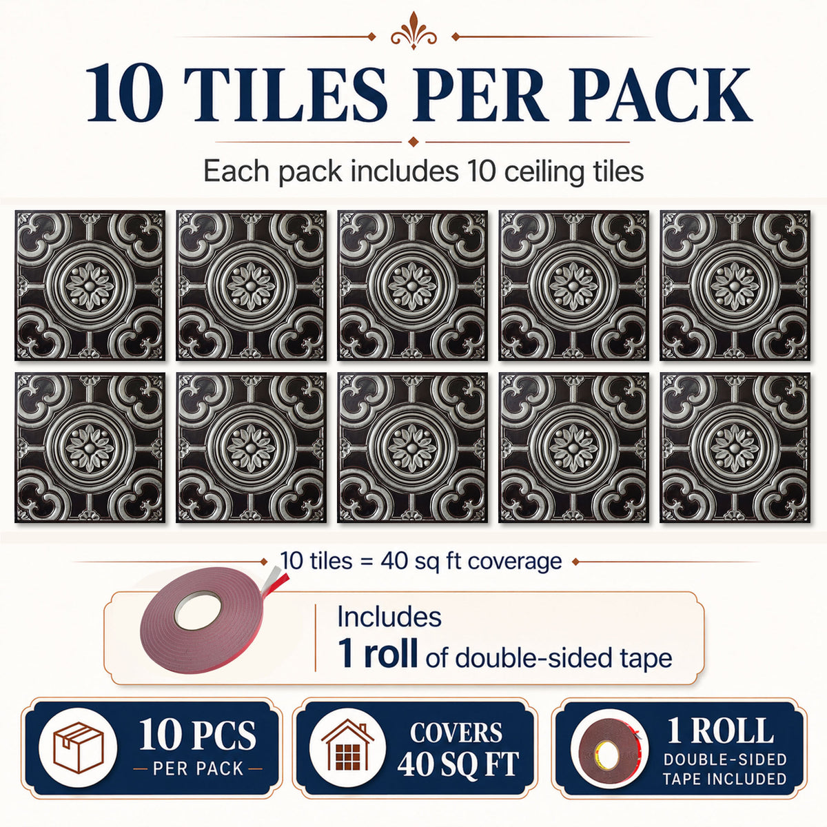 PAINTSDECOR PL50 Traditional silver ceiling tiles