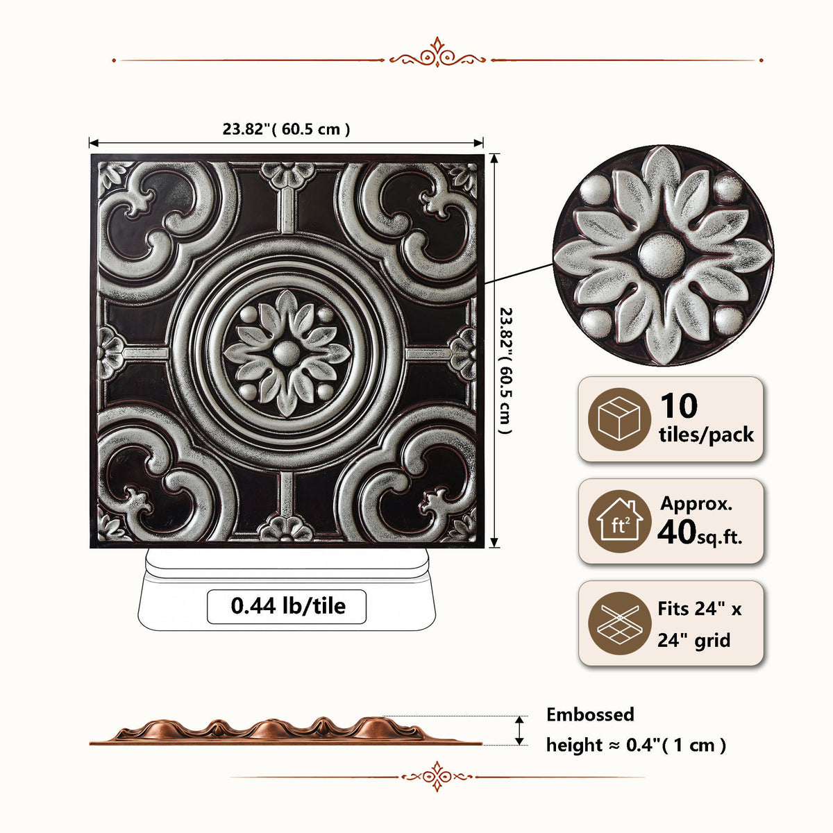 PAINTSDECOR PL50 Traditional silver ceiling tiles