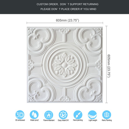 10tiles/lot Textured PVC Ceiling Tiles for Light-Luxury Restaurants, Salons and Beauty Studios PL50