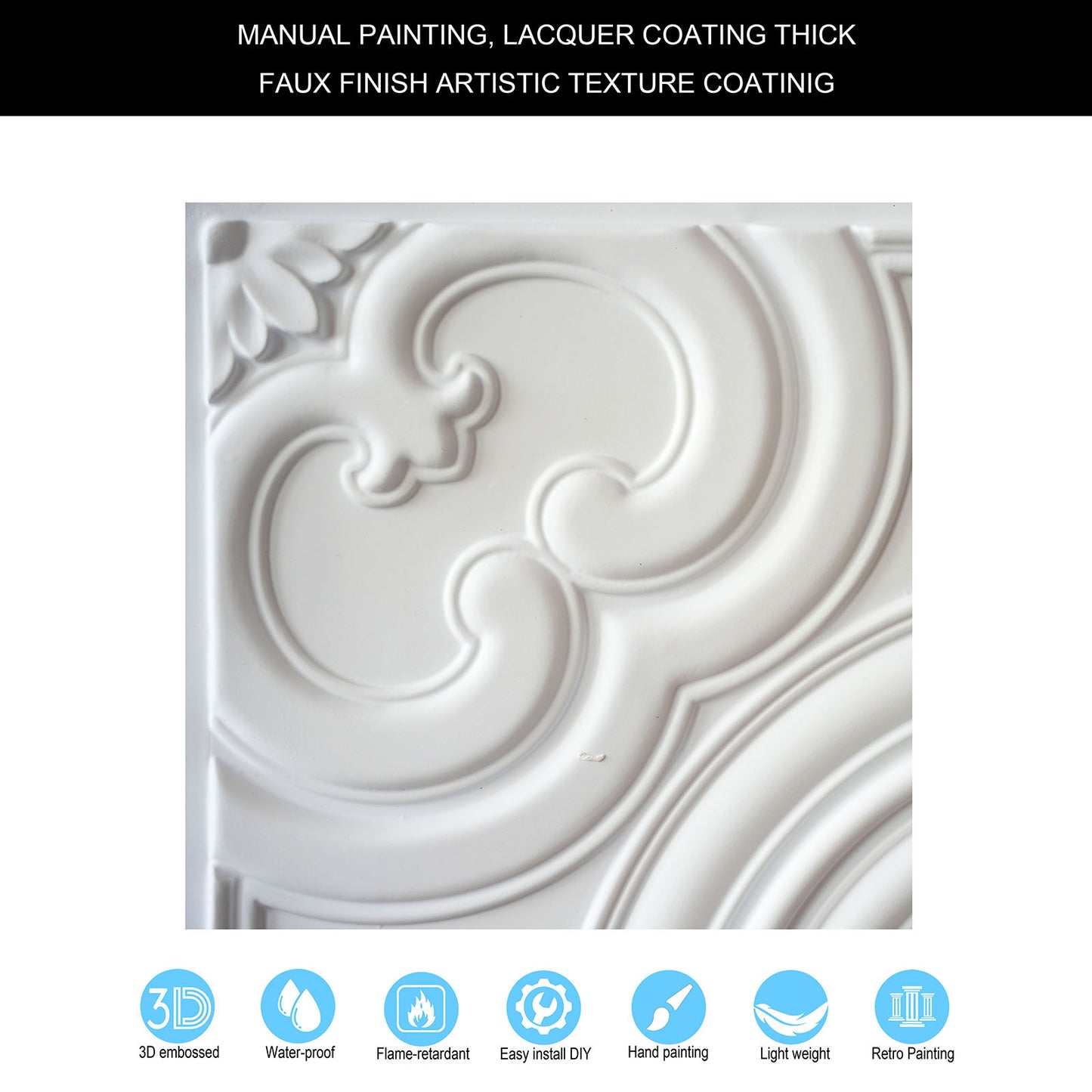 10tiles/lot Textured PVC Ceiling Tiles for Light-Luxury Restaurants, Salons and Beauty Studios PL50