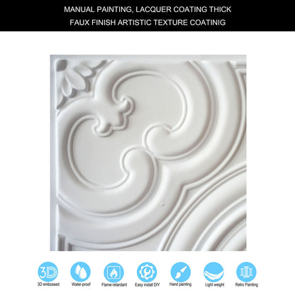 10tiles/lot Textured PVC Ceiling Tiles for Light-Luxury Restaurants, Salons and Beauty Studios PL50