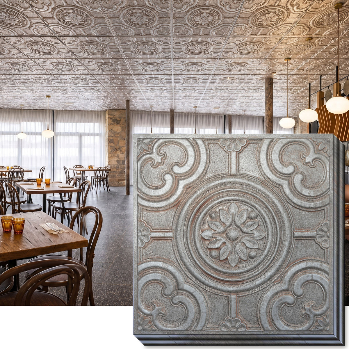 PAINTSDECOR PL50 Weathered Iron ceiling tiles