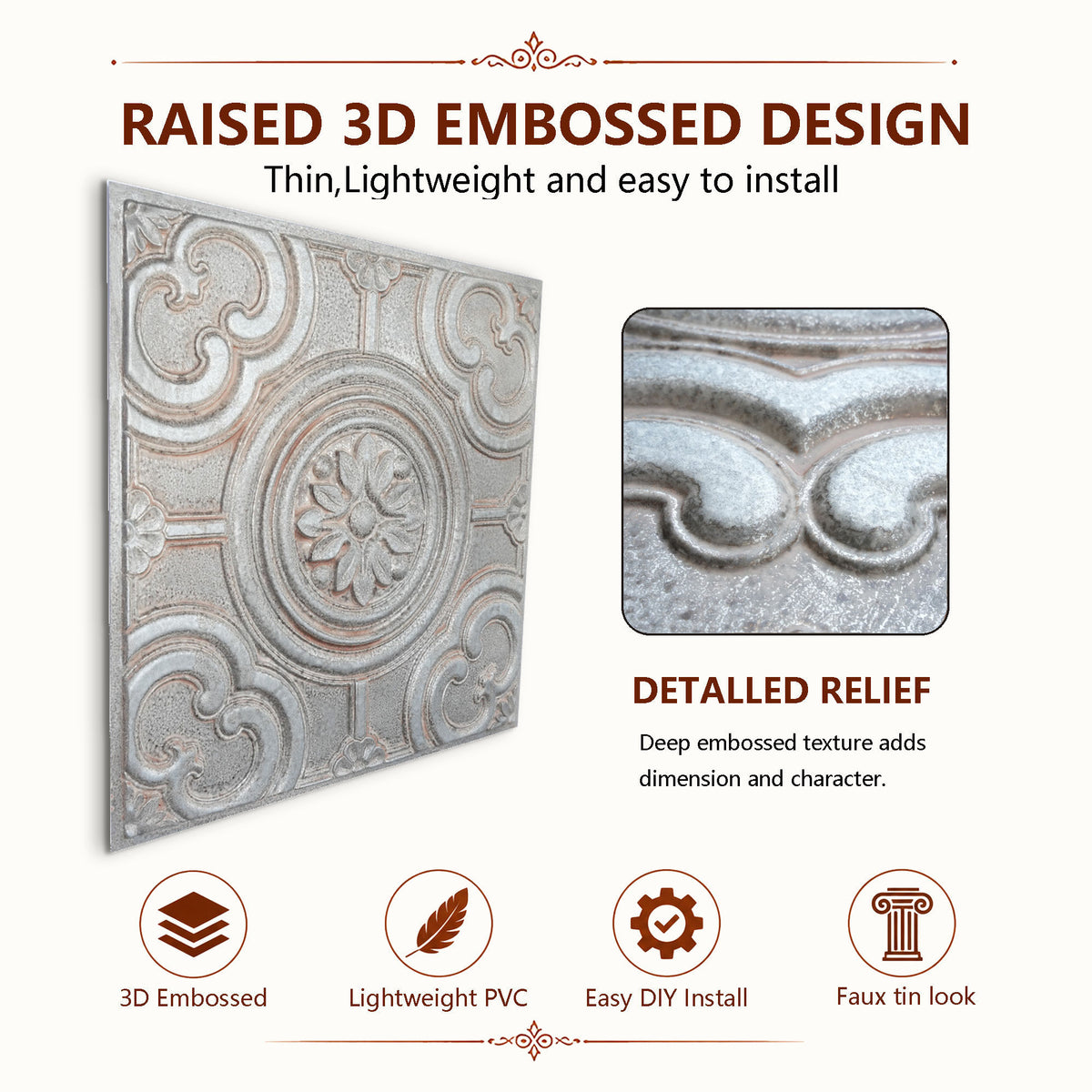 PAINTSDECOR PL50 Weathered Iron ceiling tiles