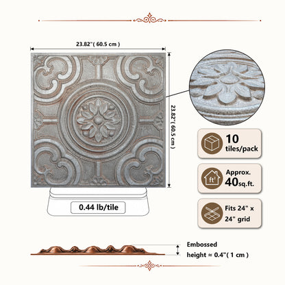 PAINTSDECOR PL50 Weathered Iron ceiling tiles