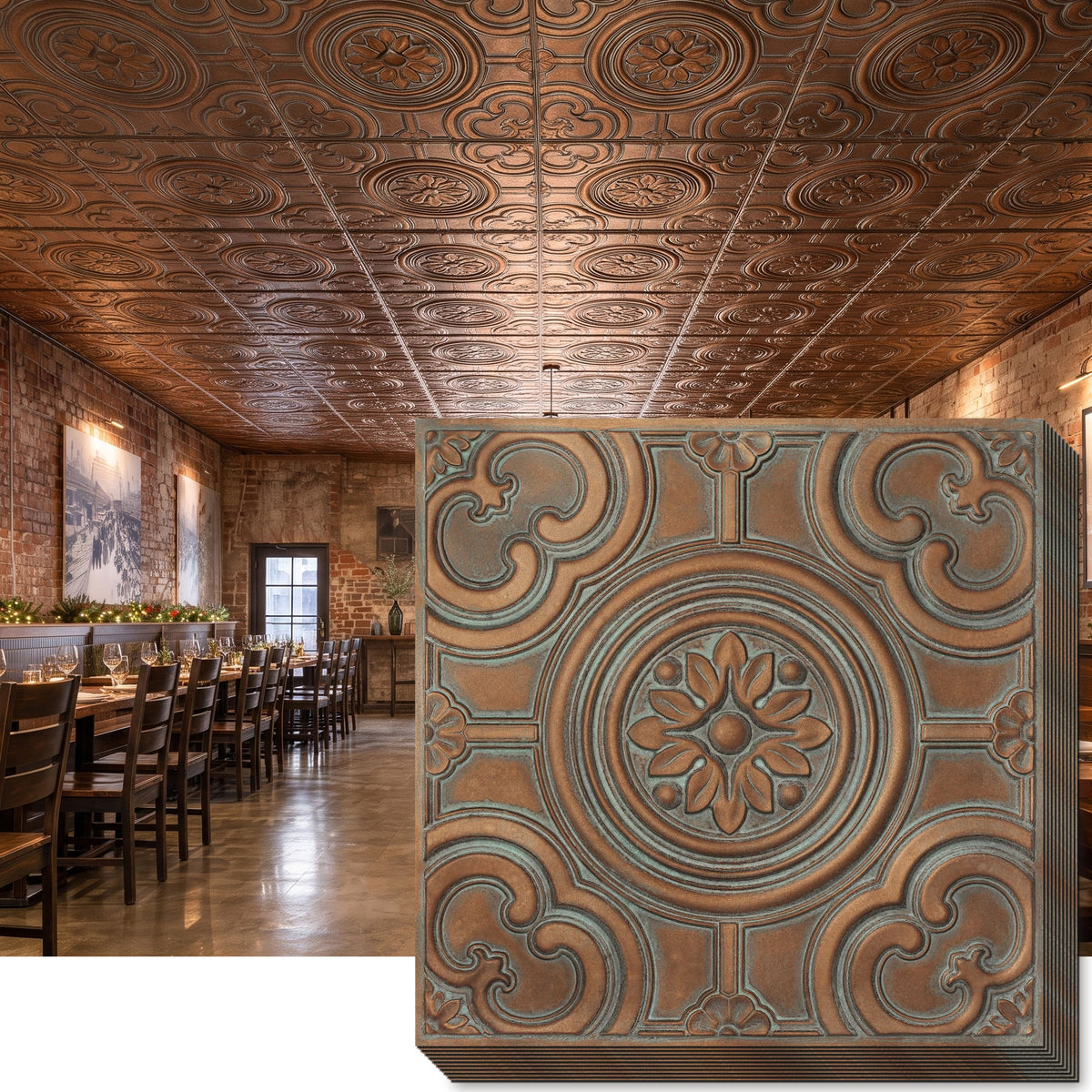 PAINTSDECOR PL50 Weathered copper ceiling tiles