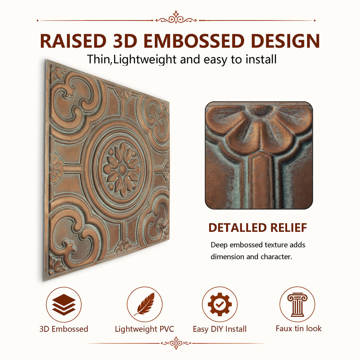 PAINTSDECOR PL50 Weathered copper ceiling tiles