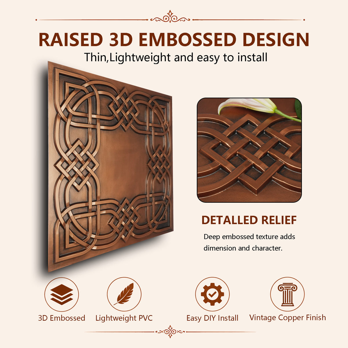 PAINTSDECOR PL61 Aged copper ceiling tiles