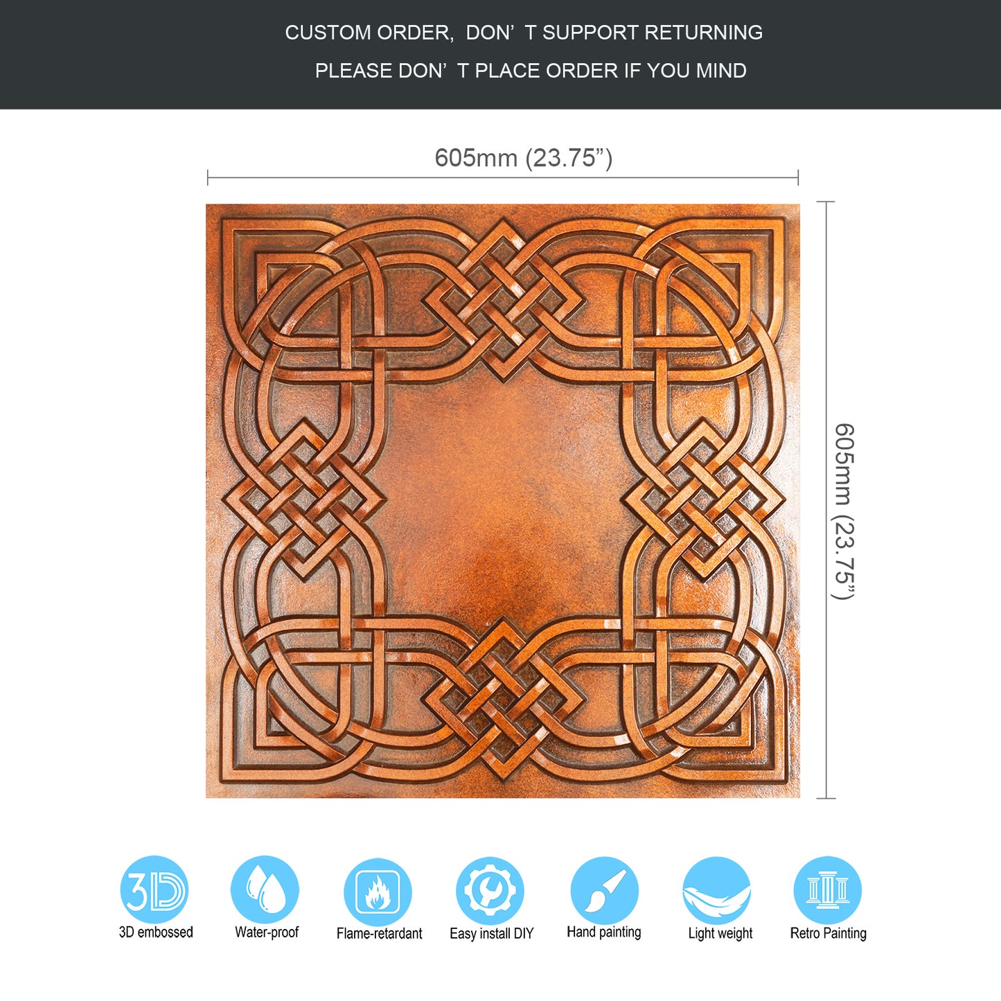 10tiles/lot  Drop-In Decorative Tin Tiles for Hotels, Villas and Modern Office Buildings PL61