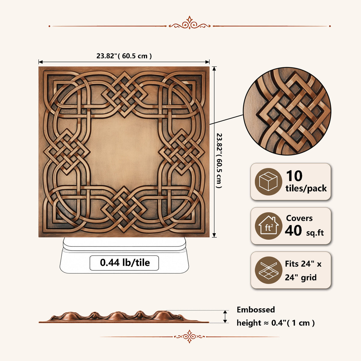 PAINTSDECOR PL61 Aged copper ceiling tiles