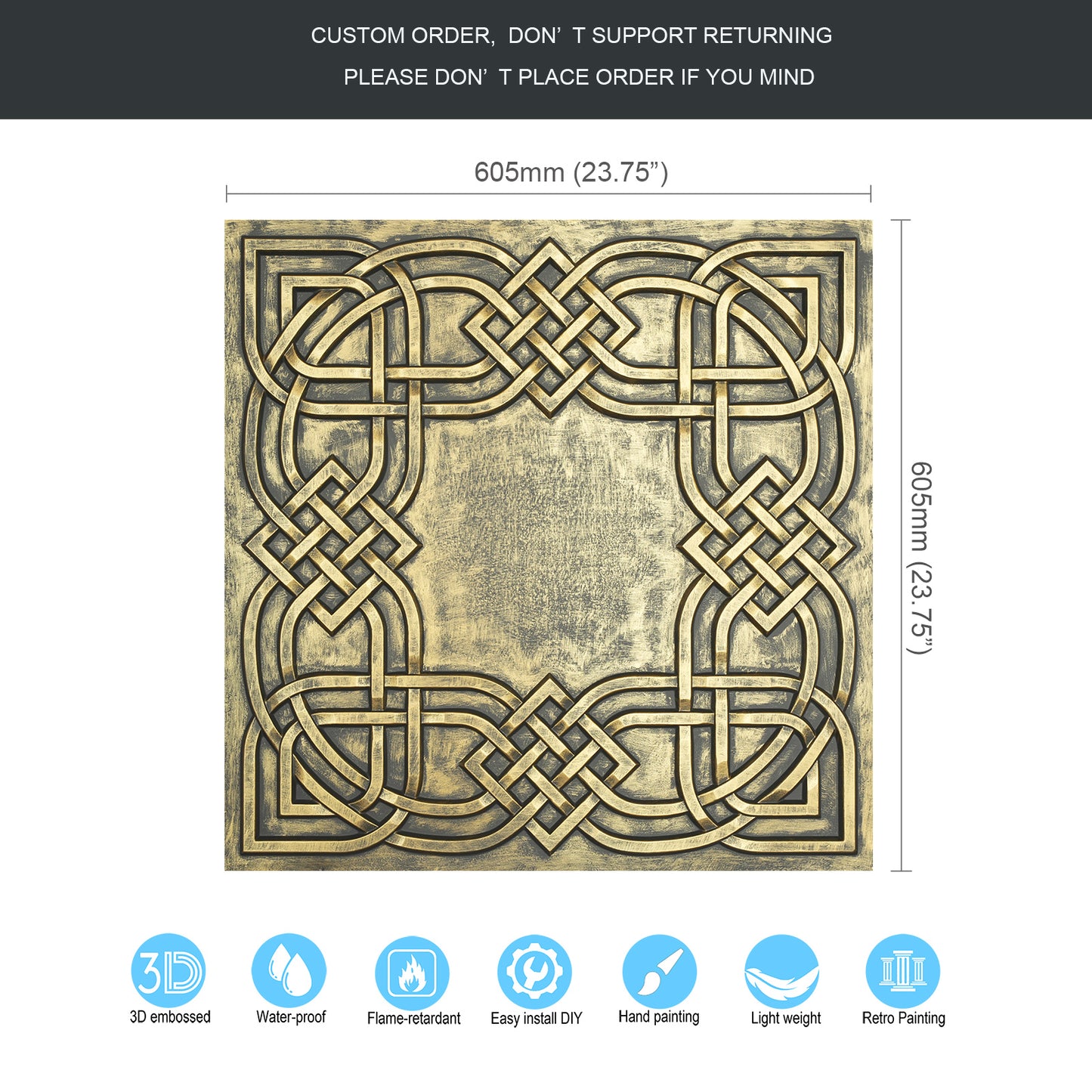 10tiles/lot Glue-Up Ceiling Tiles for Kitchen Renovations, Coffee Shops and Light-Luxury Spaces PL61