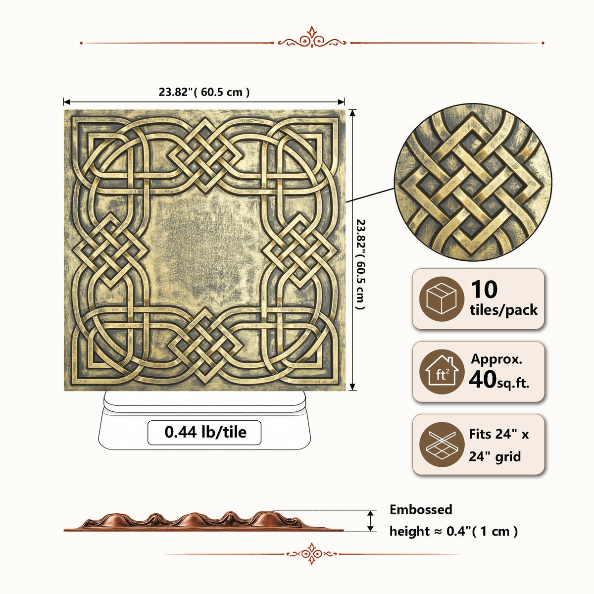 PAINTSDECOR PL61 Ancient gold ceiling tiles