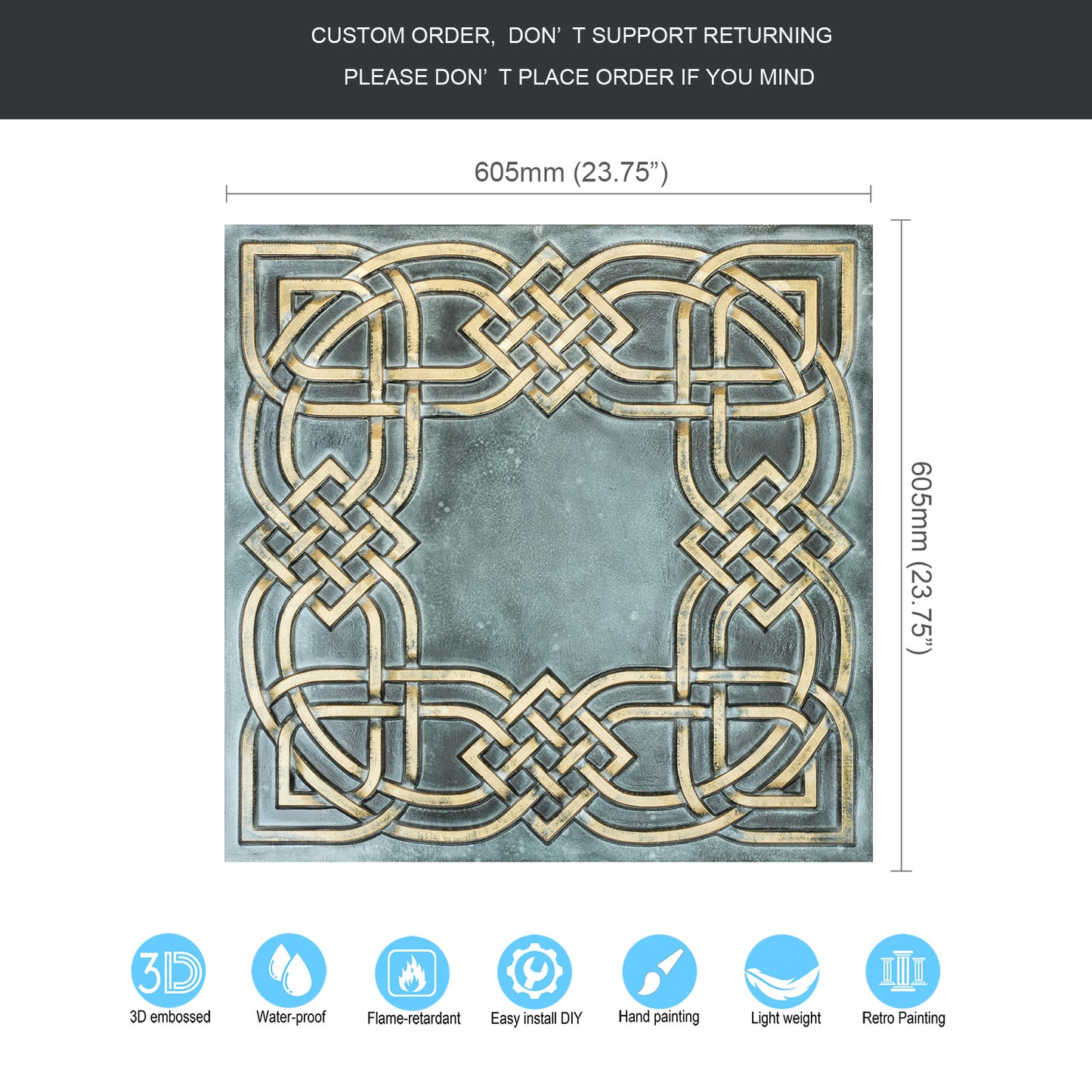 10tiles/lot Glue-Up Ceiling Tiles for Kitchen Renovations, Coffee Shops and Light-Luxury Spaces PL61