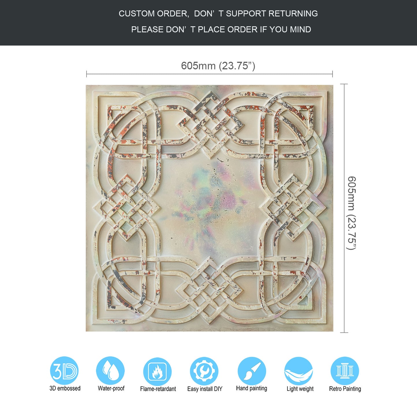 10tiles/lot Decorative Tin Ceiling Tiles for Upscale Restaurants, Coffee Shops and Boutique Hotels PL61