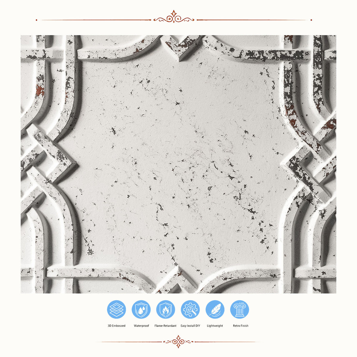PAINTSDECOR PL61 Distress crack white black ceiling tiles
