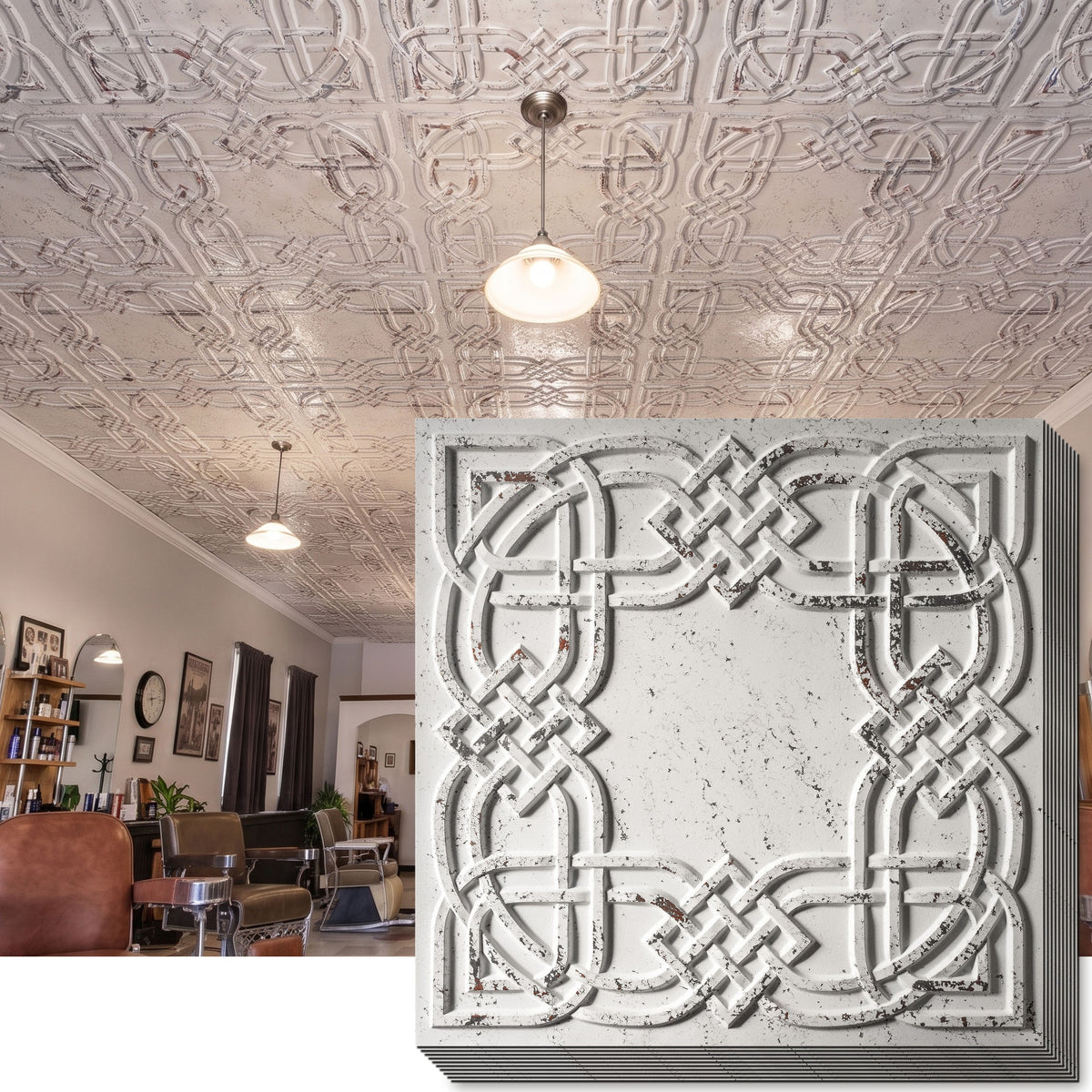 PAINTSDECOR PL61 Distress crack white black ceiling tiles