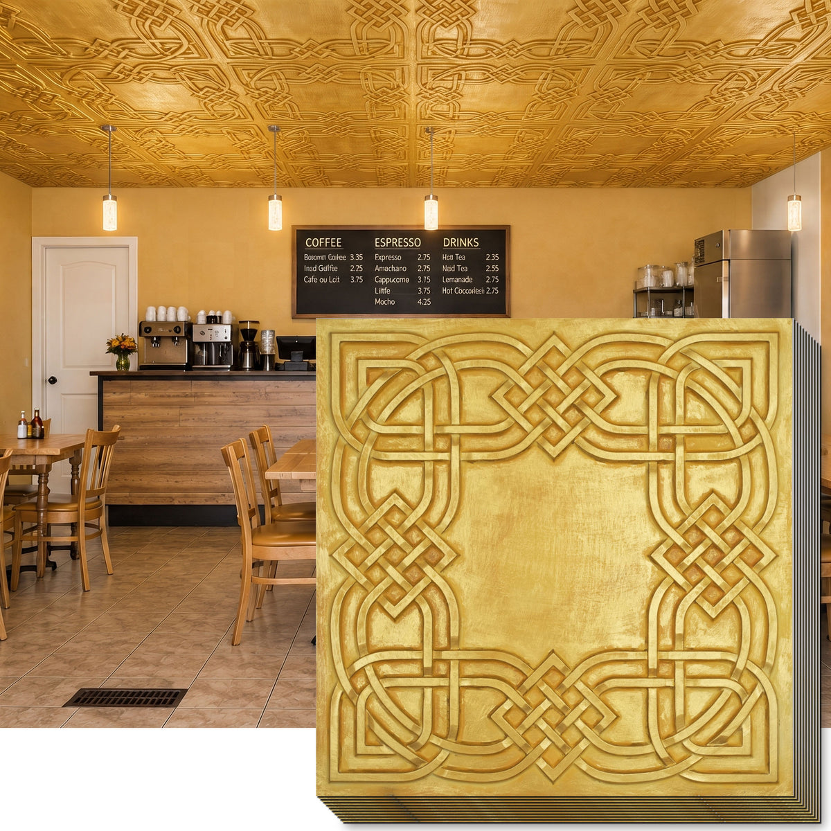PAINTSDECOR PL61 Golden ceiling tiles