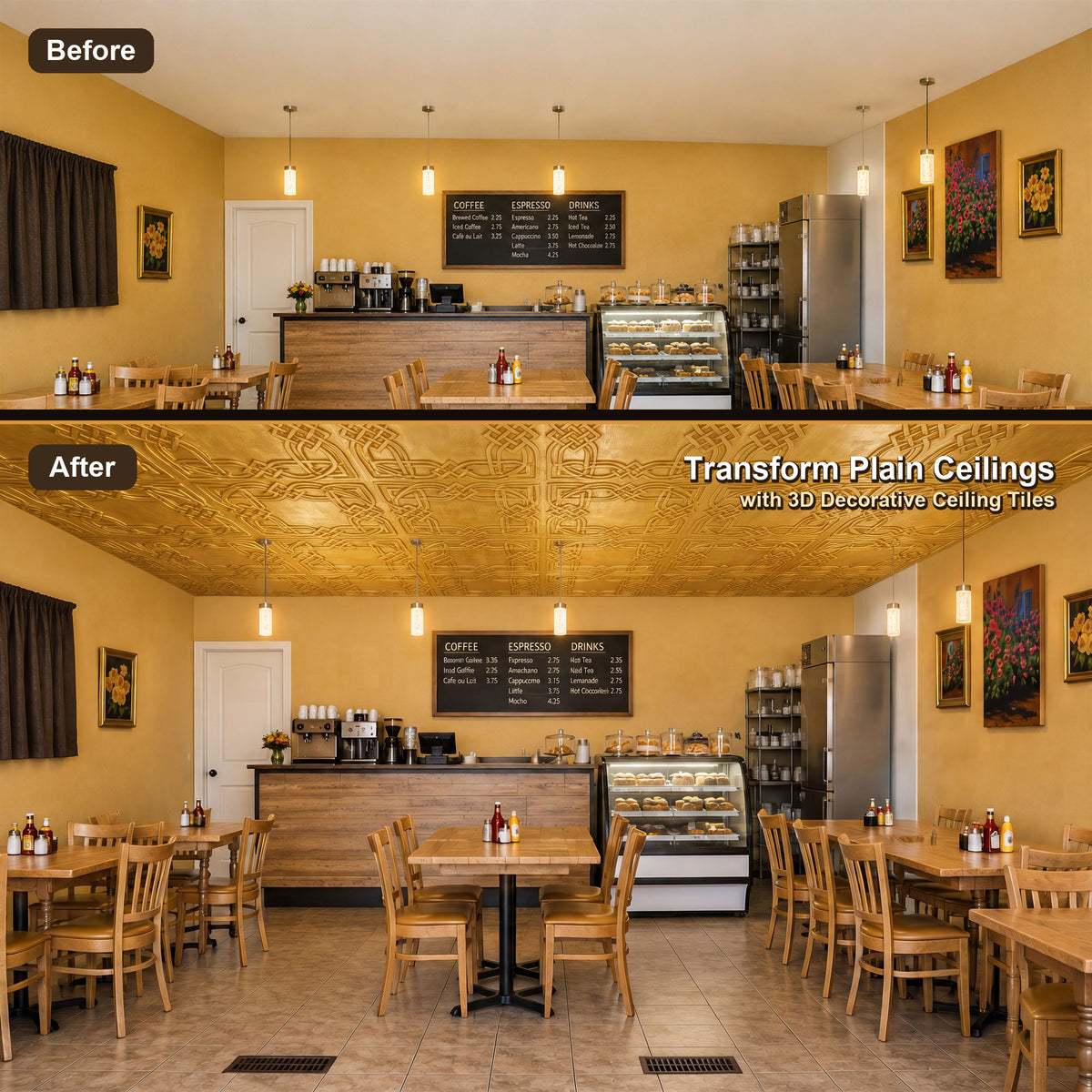 PAINTSDECOR PL61 Golden ceiling tiles