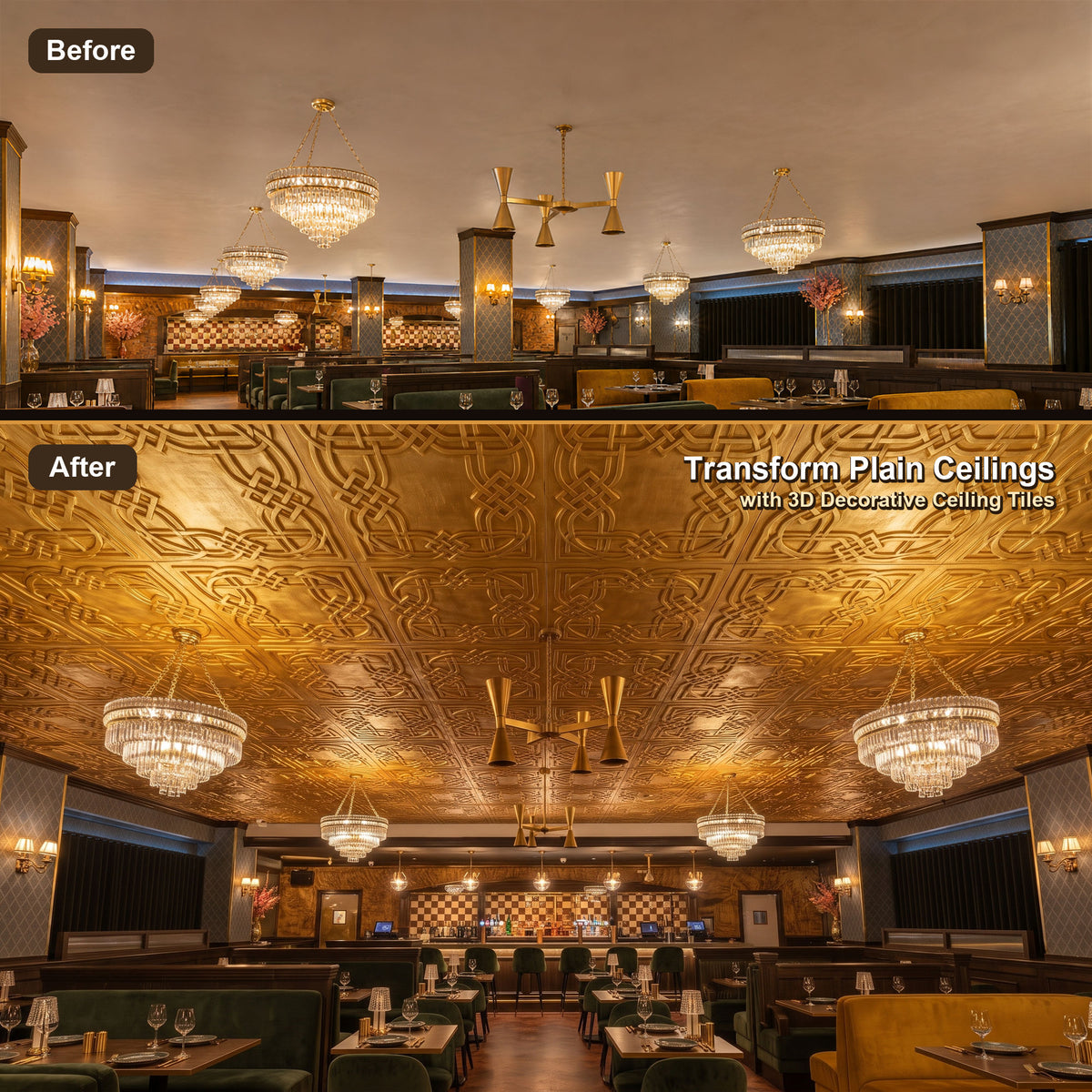 PAINTSDECOR PL61 Golden ceiling tiles