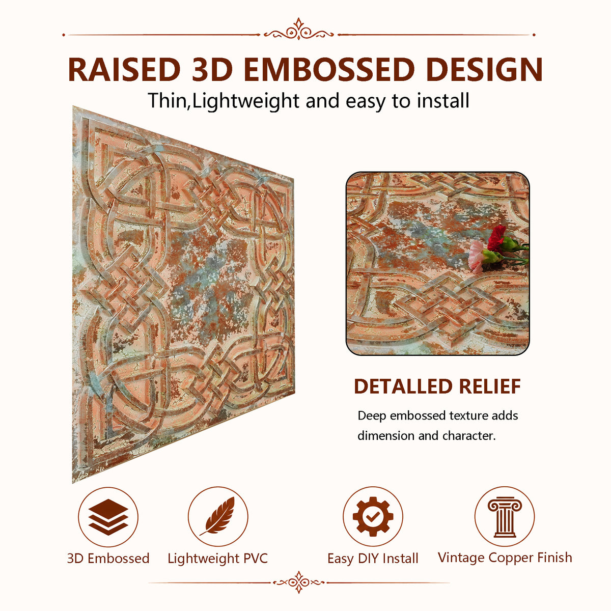 PAINTSDECOR PL61 Palazzo Clay ceiling tiles