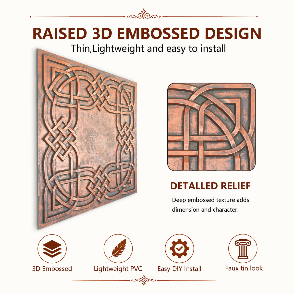 PAINTSDECOR PL61 Rustic copper ceiling tiles