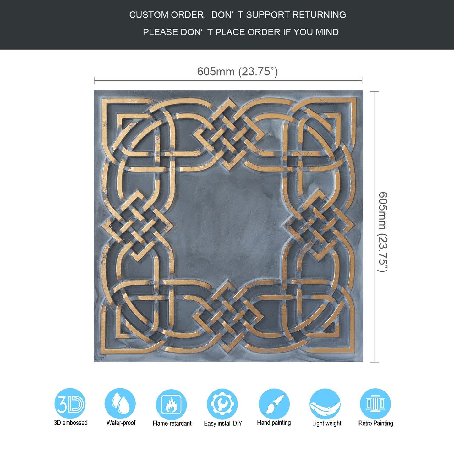 10tiles/lot Glue-Up Ceiling Tiles for Kitchen Renovations, Coffee Shops and Light-Luxury Spaces PL61