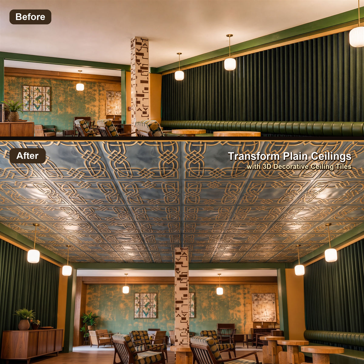 PAINTSDECOR PL61 Smoked gold ceiling tiles