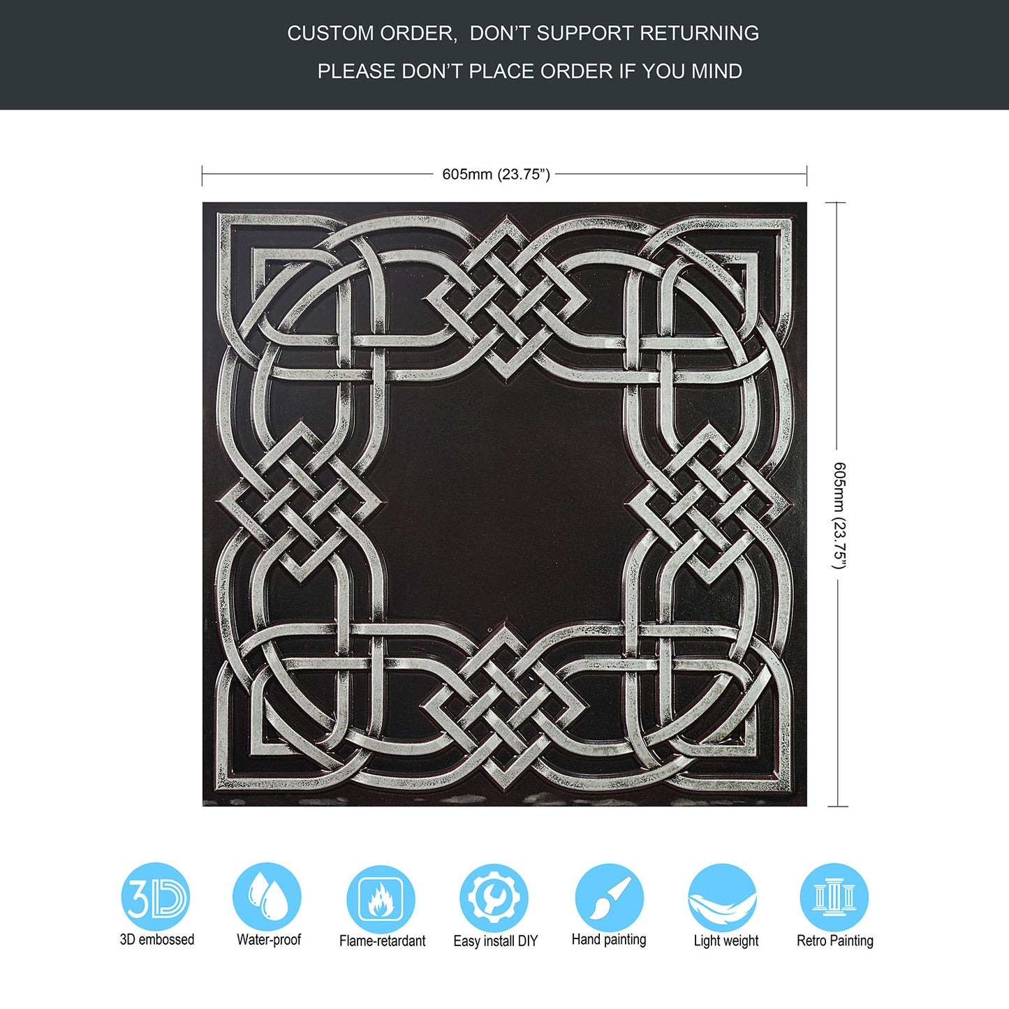 10tiles/lot Decorative Ceiling Tiles for Luxury Hotels, Villas, Salons and High-End Interiors PL61