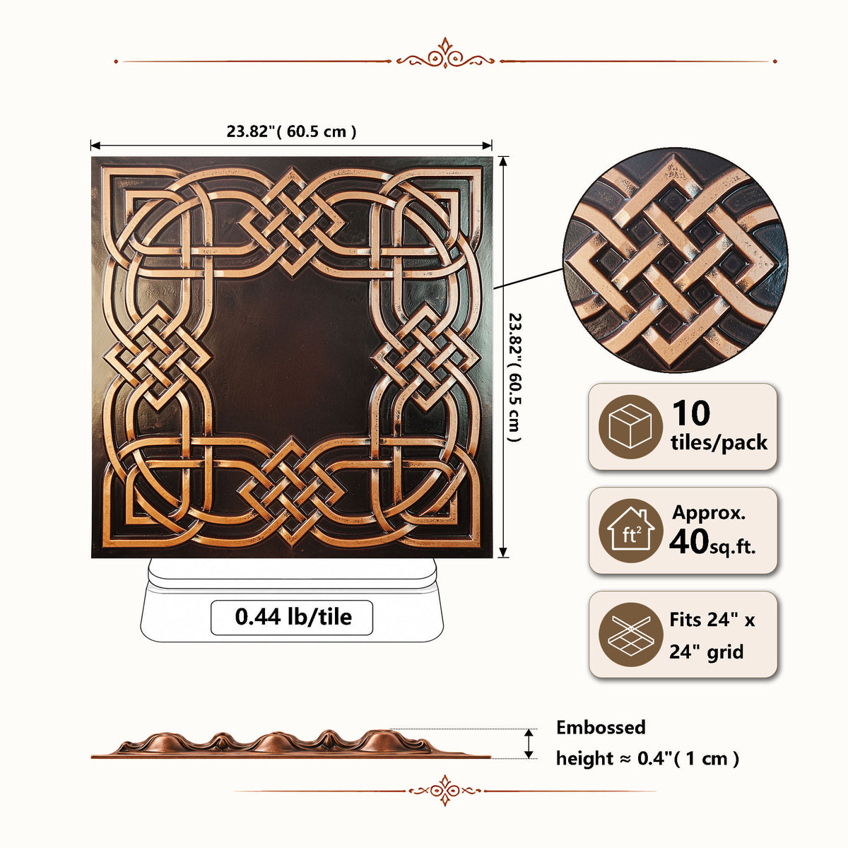 PAINTSDECOR PL61 Traditional copper ceiling tiles