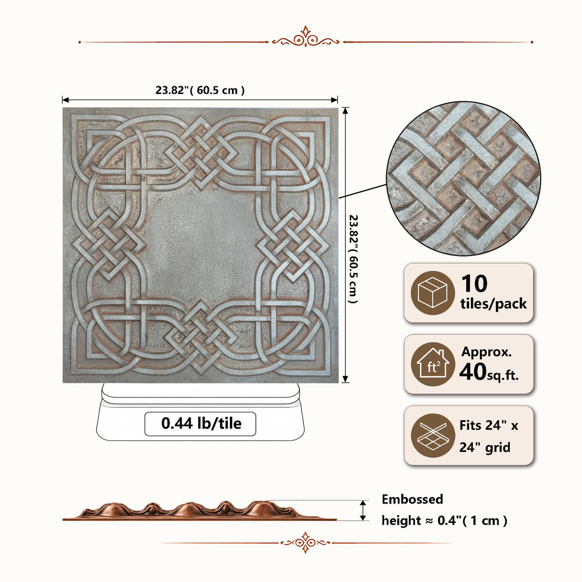 PAINTSDECOR PL61 Weathered Iron ceiling tiles