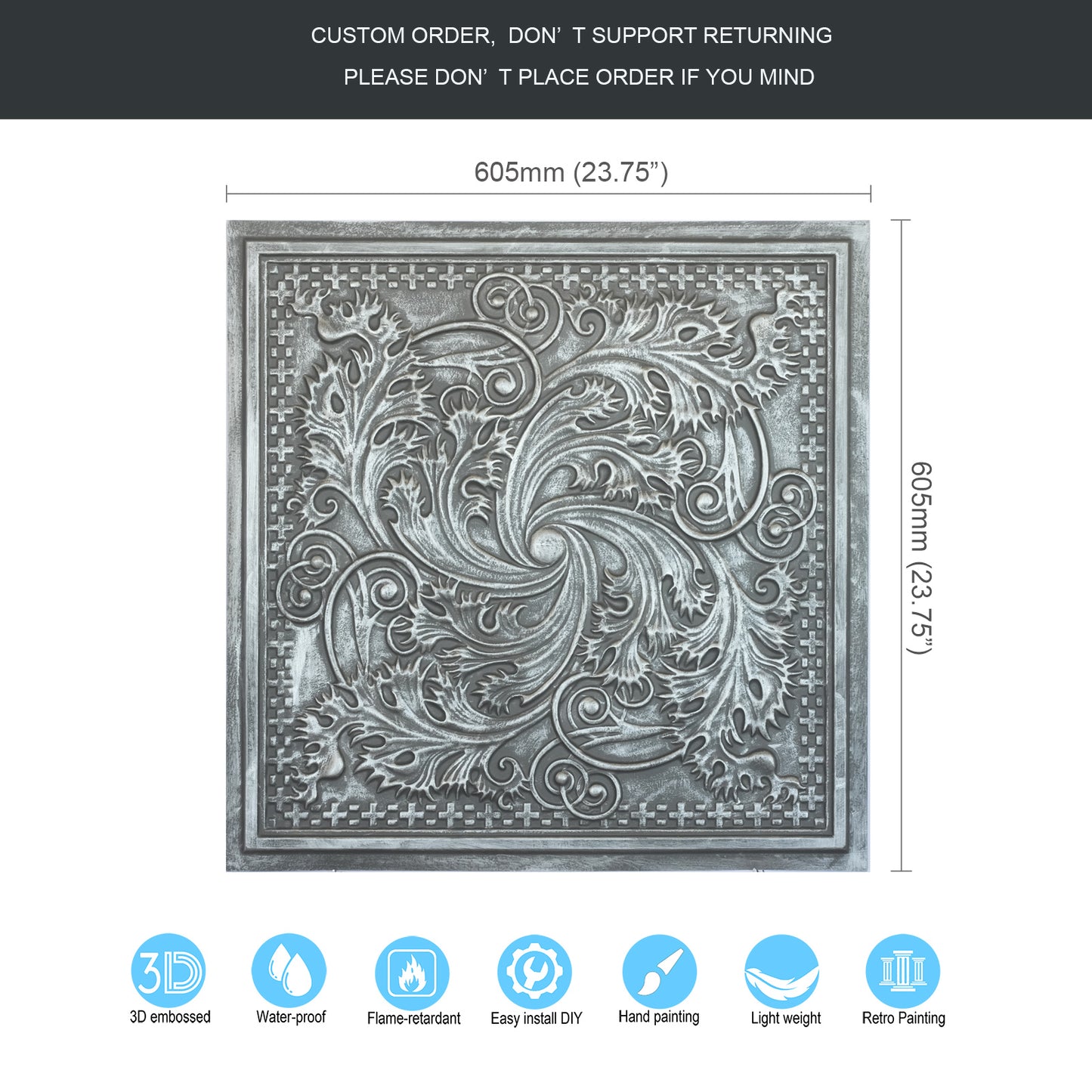 10tiles/lot Embossing Ceiling Tiles for Boutique Restaurants, Premium Lounges and Luxury Hotels PL62