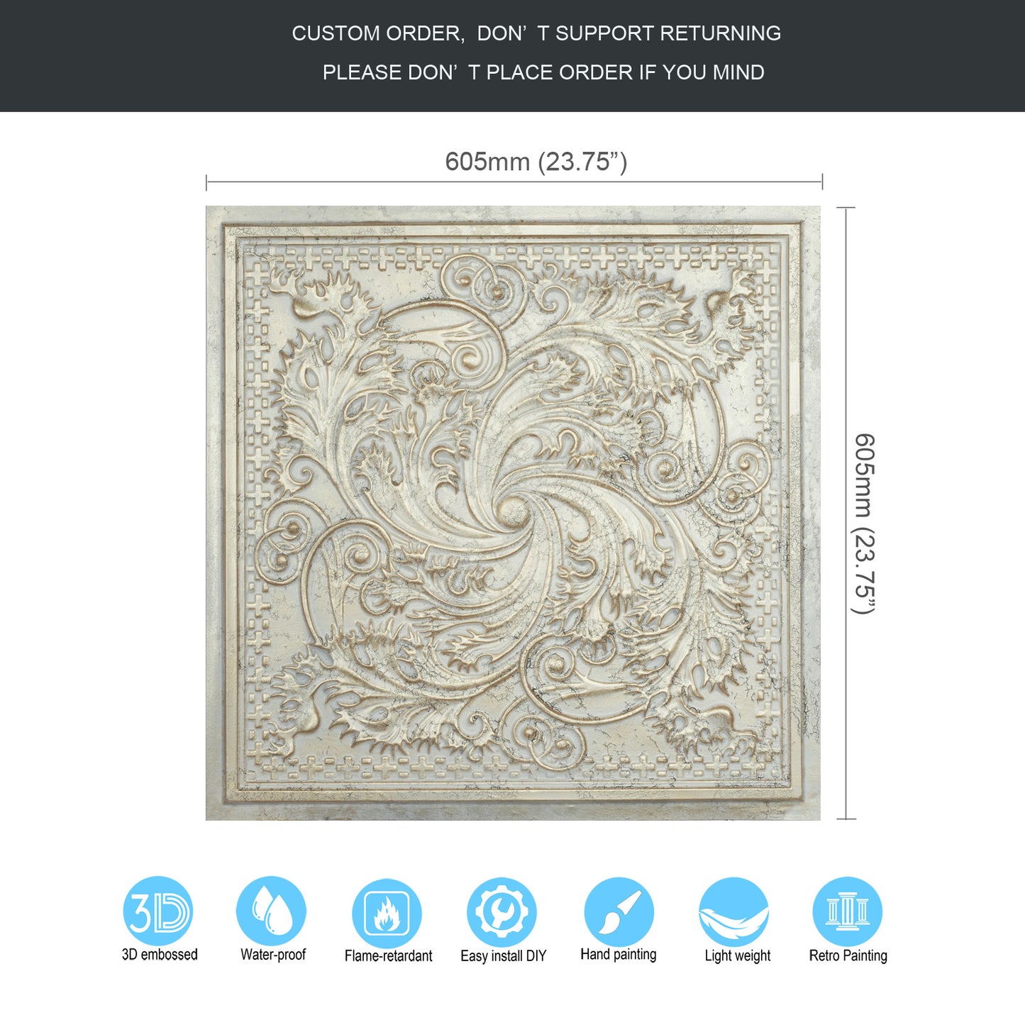 10tiles/lot Distressed Faux Tin Ceiling Tiles for Industrial Cafés, Craft Workshops and Retro Interiors PL62